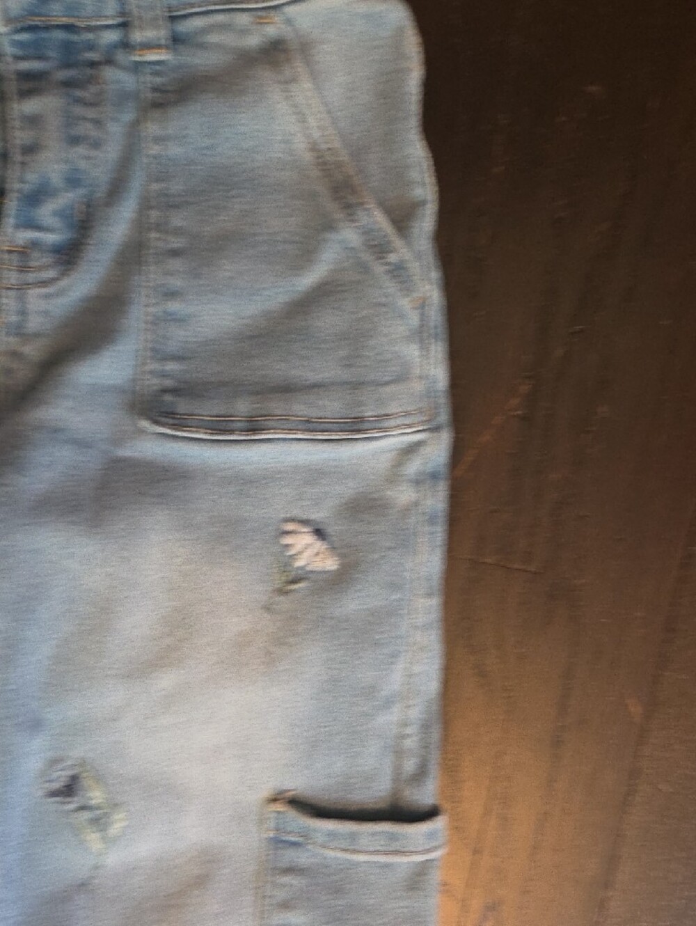 Light Blue Embroidered Cargo Jeans for Kids - Picture 4 of 6